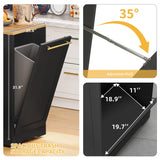 DWVO Large Kitchen Island with Trash Can Storage Cabinet, 53 Inch Portable Kitchen Island with Storage, Long Rolling Island Table Cabinet for Kitchen on Wheels for 13 Gallon Garbage Bin, Black DWVO