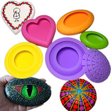 Silicone Molds - 6 pc Variety Art Stone Mold Set with Dome Template - Happy Dotting Company - for Rock Crafts, Dotting, Mandala Art Happy Dotting Company
