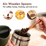 6/9/12in Wooden Spoons, 6pcs Soup Spoons Set, Small Wooden Utensils for Coffee, Tea, Jam, Sugar, Ice Cream and Bath Salts (6pcs 6in) YOLO CGC
