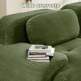 YESER Modular Sectional Sofa Boneless Couch, Cloud Sectional Couches for Living Room, Oversized L Shaped Couch with Deep Seat and Ottoman, Comfy Corduroy Upholstery Green Couches, No Assembly(3S+1O) YESER