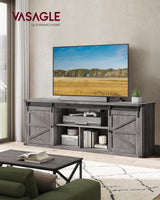 VASAGLE TV Stand for TVs up to 75 Inches, Farmhouse Entertainment Center with Sliding Barn Doors, TV Console Table for Living Room, Misty Gray ULTV325G68 VASAGLE