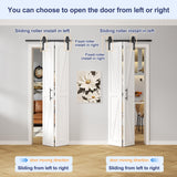 ROOMTEC 30"x84" Solid Pine Bi-Fold Closet Door, White Finish Folding Interior Door, Pre-Assembled, with Track Hardware, for Bedroom, Wardrobe, Laundry Room ROOMTEC