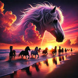 Horse Diamond Art Kits for Adults - Horse Diamond Painting Round Full Drill for Beginners, 5D Paint by Diamonds Gem Art Kit DIY Crafts Home Wall Decor Gifts 14x14 inch Generic