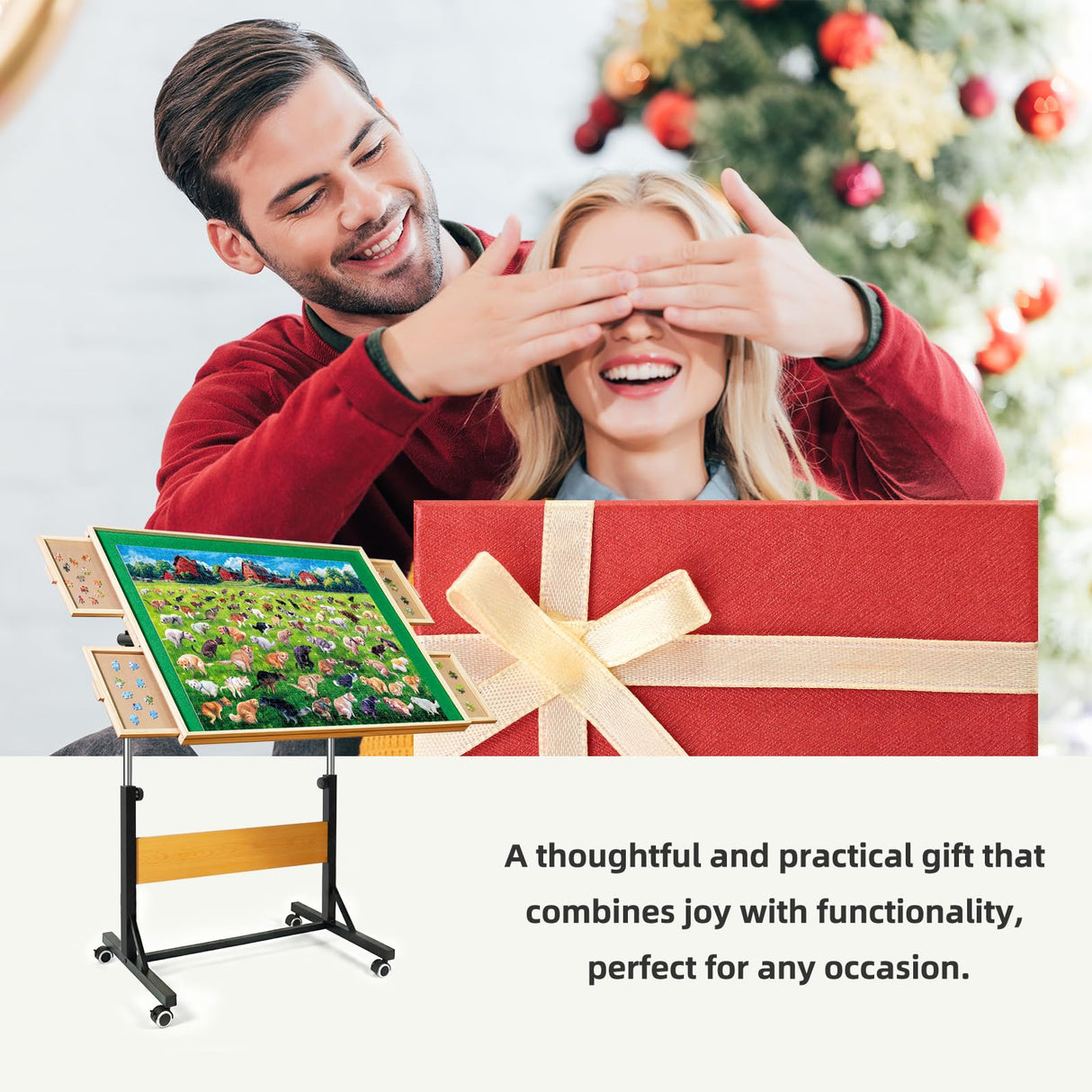 ALL4JIG 1500 Pieces Puzzle Table with Legs and Wheels, Wooden Jigsaw Puzzle Table with 4 Drawers & Cover, Upgraded Stability & Optimized Lightweight Design, Puzzles for Adults ALL4JIG