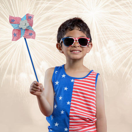 4E's Novelty DIY Pinwheels Craft for Kids (24 Pack) Color Your Own White Pinwheels, Bulk Summer Craft Kit for Boys & Girls, Arts and Craft Party Activity, Patriotic 4th of July Crafts 4E's Novelty