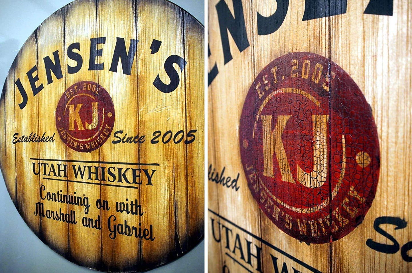 Personalized Table Top Inspired by Old Whiskey & Wine Barrel Lids, Custom Gifts for Men, Rustic Living Room Home Bar Man Cave Wood Furniture, Size 16/20/24/30/36/40/42/46 Inch