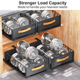 Pull out Cabinet Organizer Fixed with Adhesive Nano Film,Heavy Duty Slide out Pantry Shelves Drawer Storage,Sliding Mesh Cabinet Basket with Handle for Kitchen, Bathroom,Home, 11.8"W X15.7"D X6.2"H Kitstorack