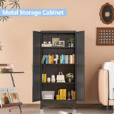 RISTERN Black Metal Storage Cabinet, 48" Steel File Cabinet for Home Office, Kitchen Pantry Storage Cabinet with Doors and 3 Adjustable Shelves, Tool Cabinet, for Office, Home, Garage, School RISTERN