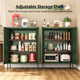 XIOMIOHTRQ Metal Locker Cabinet, Green Storage Cabinets with 2 Doors and Adjustable Shelves, 3 Tier Modern Storage Freestanding Sideboard for Living Room,School,Office Home Kitchen and Coffee Bar XIOMIOHTRQ