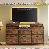 EnHomee 55”W Dresser for Bedroom, Dresser with 13 Large Drawer, Dressers & Chests of Drawers, Dressers with 2 Shelves, Bedroom Dresser, Long Dresser for Closet, Wooden Top Metal Frame Rustic Brown EnHomee