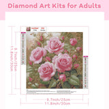 TOSTOG Flower Diamond Art Kits for Adults, DIY Flower Diamond Paintings Kits for Adults Beginner, Full Drill Pink Rose Diamond Paintings Kit, Cute Rose Gem Painting Wall Art Decoration 12 * 12 Inch. TOSTOG