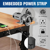 WORKPRO 48" Adjustable Workbench, Rubber Wood Top Heavy-Duty Workstation, 1500 LBS Load Capacity Hardwood Worktable with Power Outlets, Leveling Foot, for Workshop, Garage, Office, Home WORKPRO