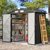Breezestival 6x4 FT Outdoor Storage Shed, Metal Garden Tool Shed with Sloping Roof & Lockable Door for Patio Lawn Backyard (Black) Breezestival