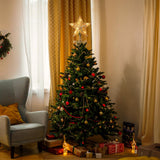 Christmas Star Tree Topper, Plug in 3D Star Tree Topper, 11”Golden Glittered Metal Hollow Designed Built-in 10 Bulbs String Lights for Christmas Tree Decorations Brightown