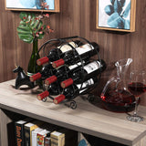 PAG 7 Bottles Freestanding Countertop Wine Rack, Metal Small Table Top Wine Rack, Drink Organizer Bottle Holder, Kitchen Organizers and Storage, Black PAG