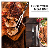 Chengu Carving Fork Meat Fork 2 Pieces Stainless Steel Serving Fork Cooking Fork with Wood Handle Classic Grill Fork with ABS Handle Xmas Black Kitchen Forks Barbecue BBQ Fork Carving Set, 12 Inch CHENGU