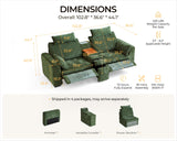 Bedeep 102.8'' Loveseat Power Recliner Sofa with Headrest, Oversized Cloud Modular Sectional Reclining Couch with Table, Storage Drawer, Charging, 2-Seater for RV Home Theater, Chenille, Green Bedeep