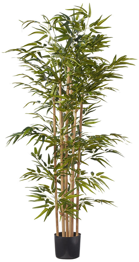 Nearly Natural 64in Bamboo Tree, Fake Bamboo Plants with 7 Natural Trunks, 5.3ft Tall Faux Plants for Indoor Home Decor with 1040 Realistic Fake Leaves Nearly Natural