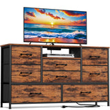 Furnulem 55'' TV Stand Dresser with 8 Drawers, Wood Desk Top - for Bedroom, Closet, Living Room Storage Furnulem