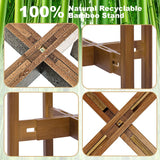 Rnined Adjustable Plant Stand Indoor,Bamboo Mid Century Modern Plants Stands, Stable Plant Holder,Fit 8 9 10 11 12 inch Pots (Pot & Plant Not Included) Rnined