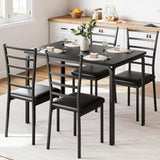 GarveeHome Kitchen Dining Room Table Chair Set for Small Space, Indoor Modern Dinette Set, Square Dinner Table Set for Dinette, Breakfast (Black, Dining Table with 4 Chairs) GarveeHome
