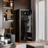 KAER 15 Biometric Gun Safe for Rifles and Pistols,Gun Cabinet with Fingerprint/Keypad/Key Access,Rifle Safe with Removable Shelf and Pistol Pocket.[No Assembly Required] KAER