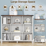 9 Cube Storage Organizer, Farmhouse Bookshelf Wooden Cube Shelves Bookcase 3-Tier Display Cabinet Rack for Bedroom, Living Room, Office (Brown&Off White, 9 Cube Open Shelves) Vabches