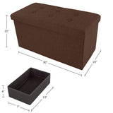 Folding Storage Ottoman - 30-Inch Tufted Footrest, Linen Chest, or Bench with Removable Bin for Living Room, Bedroom, or Dorm by Lavish Home (Brown) Lavish Home