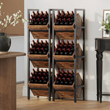 LITTLE TREE 3-Tier Basket Stand, Wooden Floor Stand Shelving Unit, Rustic Standing Organizer Storage Rack for Kitchen, Bathroom, Living Room LITTLE TREE