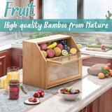 Vriccc Large Bread Box, Bamboo Wood Bread Box for Kitchen Counter, Double-layer Bread Storage Bin, Acrylic glass with Diamond Patterns Vriccc