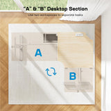 HUANUO 63″ Dual Motor L-Shaped Standing Desk, Built-in Power Outlets, Electric Height Adjustable Corner Computer Desk, Large Power Strip Holder, Sit Stand Up Desk with 3 Preset Heights, Natural Wood HUANUO