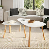 vidaXL Nesting Coffee Table 2 pcs, Side Tables with Solid Pine Wood Legs, Scandinavian Style End Table for Living Room, White vidaXL