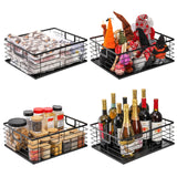 TOPZEA Black Metal Food Storage Basket for Pantry Organization, Large Steel Wire Farmhouse Basket Organizer Bin with Handles for Organizing Bathroom, Kitchen, Shelf, Cabinet, 16"x 12.5"x 6" TOPZEA