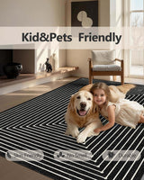 Latte&Fog 5x7 Area Rugs for Living Room Bedroom, Modern Abstract Washable Rug, Boho Non Slip Low Pile Carpet for Indoor Dining Room, Office, Dorm, Classroom, Farmhouse and Kids Room Latte&Fog