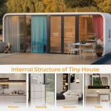AMGUI Luxury Modern prefab Cabin - 19ft Mobile Capsule with Bedroom, Kitchen and Bathroom, Storm Resistant prefab Cabin -16 Typhoon and 12 Earthquake Proof Mobile Cabin for Travel and Outdoor Living AMGUI