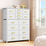 YITAHOME Dresser for Bedroom with 16 Drawers, Large Chest of Drawers, Tall Dressers for Bedroom with Wood Top and Metal Frame YITAHOME