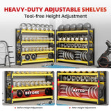 Welfiya 32" W Garage Shelving,4-Tier Heavy Duty Storage Shelves Unit with Adjustable Metal Shelf for Warehouse,Basement,Workshop,3000LBS,32" W x 20" D x 63" H,Black&Yellow Welfiya