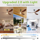 Haipeel 72 Inch Ceiling Fans with Lights, Wood Outdoor Ceiling Fan with Light and Remote Control Propeller Modern Large Ceiling Fans for Patios Gazebo Farmhouse Indoor Quiet High cfm ETL, Dark Walnut Haipeel