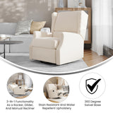 Flash Furniture Omma Swivel Glider Rocking Recliner, Manual Wingback Recliner with 360 Degree Swivel, for Living Room, Bedroom, or Nursery, Upholstered, Cream Flash Furniture