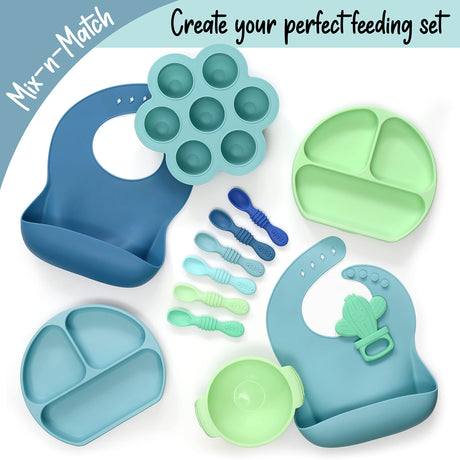 PrimaStella Silicone Chew Spoon Set for Babies and Toddlers - Safety Tested - BPA Free - Microwave, Dishwasher and Freezer Safe - Seaside Palette PrimaStella