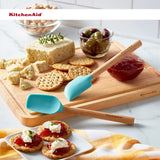 KitchenAid Bamboo Wood Handled Mini Spatula Set with Silicone Head, Set Of 2, Aqua Sky KitchenAid