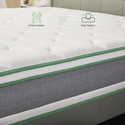 Novilla Full Mattress 12 Inch Hybrid Mattress in a Box, Innerspring Mattress with Gel Memory Foam for a Cool Sleep, Pressure Relief, Medium Firm Mattress with Pillow Top, Groove