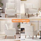 Accent Chairs for Living Room, Mid-Century Wooden Fabric Living Room Chairs, Arm Chair, Side Chairs for Living Room, Bedroom, Reading Nook CHAIRKER