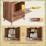 DurayLoly Tall Bookshelf with Doors, 6-Tier Bookcase with Adjustable Shelves & Storage,Fluted Cabinet Mid-Century Modern Wooden Book Shelf for Home Office, Living Room, Kitchen, Walnut DurayLoly