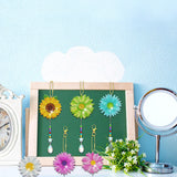 JeCuiK 6 Pcs Daisy Diamonds Painting Wind Chimes Suncatcher Double Sided Flower Rhinestone Painting Wind Chime 5D DIY Crystal Diamond Painting Kits Paint by Number Hanging Ornaments Mom Gifts JeCuiK