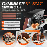 VEVOR Belt Grinder Sander, 72 x 2-Inch Variable Speed Belt Polisher with VFD, 1500W Knife Sharpener with 3 Grinding Moulds & 3PCS Sanding Belts for Metalworking, Compatible with 72"- 82 * 2" Belts VEVOR