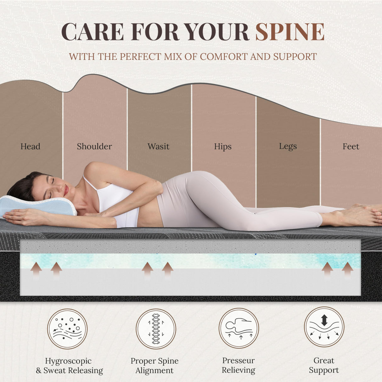 CH CHARME HOUSE 12 Inch Queen Mattress, Bamboo-Charcoal Memory Foam Mattress, Cooling & Pressure Relief, Bed in a Box, Foam Made in USA & CertiPUR-US Certified, 60'x80'x12', Black CH CHARME HOUSE