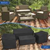 STARTWO Outdoor Furniture Cover Waterproof, 4 Piece Patio Furniture Covers Set, Heavy Duty Lawn Patio Covers for 1xSofa Cover, 2xChair Covers, 1xCoffee Table Cover with Windproof Buckle Strap, Black STARTWO