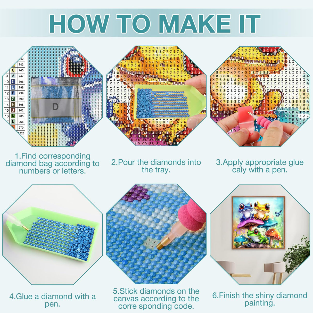 MEIYUDA Diamond Painting Kits for Adults, DIY Mushroom Diamond Art Kits for Beginners, 5D Animal Frog Diamond Art Painting Kit Gem Art Crystal for Home Wall Decor and Holiday Presents 12x12In MEIYUDA