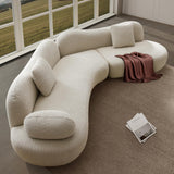 128" Luxury Curved Sectional Sofa with Ottoman, 6-Seater Boucle Couch Cloud Like Modular Sofa, Curved Sofas for Living Room, Luxury Couches with Butterfly Backrest Pillows (Beige) mr.waiba